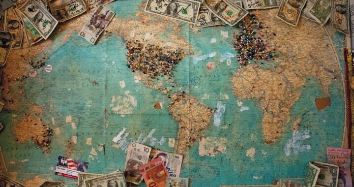 U.S. dollar banknote with map