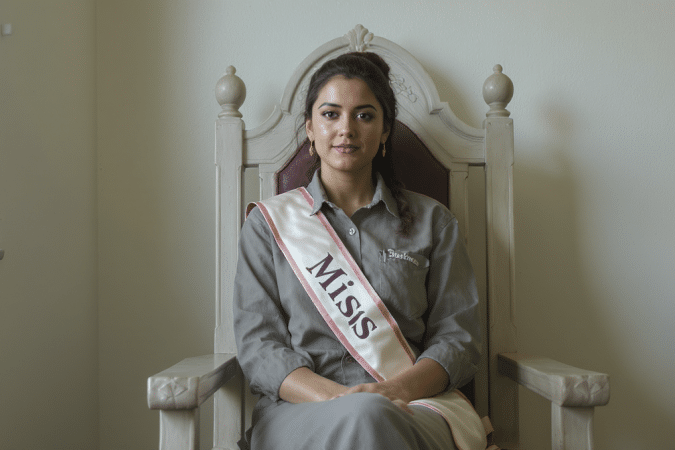 &laquo; Avec une &eacute;charpe de Miss autour des &eacute;paules, Muriel s&rsquo;installe sur le tr&ocirc;ne : le d&eacute;part princier d&rsquo;une employ&eacute;e d&rsquo;hypermarch&eacute; &raquo;